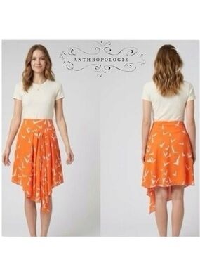 Anthropologie by Leifsdottir Scattered Wings skirt in orange size 0